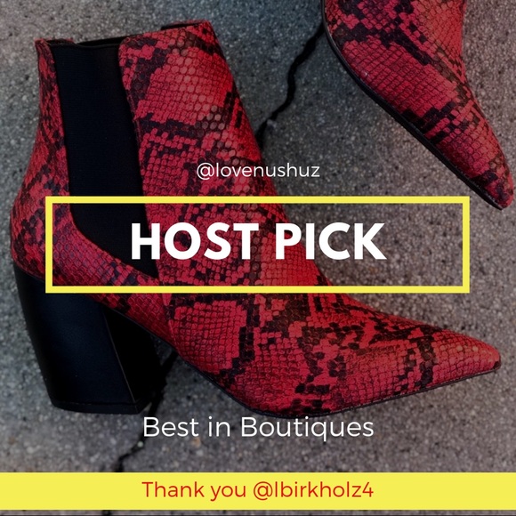 1 left! Qupid Milkway Red Pytho Snake Ankle bootie - Picture 5 of 8